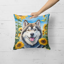 Load image into Gallery viewer, Alaskan Malamute in Sunflowers Throw Pillow