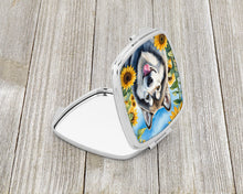 Load image into Gallery viewer, Alaskan Malamute in Sunflowers Compact Mirror – Stylish Purse Mirror with Artistic Covers