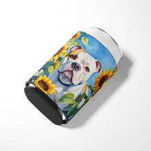 Load image into Gallery viewer, American Bulldog in Sunflowers Can or Bottle Hugger