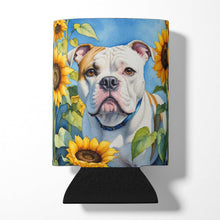Load image into Gallery viewer, American Bulldog in Sunflowers Can or Bottle Hugger
