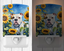 Load image into Gallery viewer, American Bulldog in Sunflowers Ceramic Night Light
