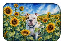 Load image into Gallery viewer, American Bulldog in Sunflowers Dish Drying Mat Absorbent Dish Drying Mat Pad for Kitchen Counter Dish Drainer Mat for Countertop, 14 x 21", Multicolor