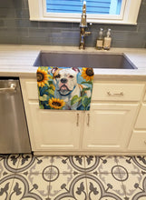 Load image into Gallery viewer, American Bulldog in Sunflowers Kitchen Towel