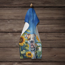Load image into Gallery viewer, American Bulldog in Sunflowers Kitchen Towel