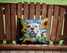 Load image into Gallery viewer, American Bulldog in Sunflowers Throw Pillow - 14x14 Decorative Pillow – Art for Your Home &amp; Patio