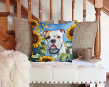 Load image into Gallery viewer, American Bulldog in Sunflowers Throw Pillow - 14x14 Decorative Pillow – Art for Your Home &amp; Patio