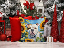 Load image into Gallery viewer, American Bulldog in Sunflowers Throw Pillow - 14x14 Decorative Pillow – Art for Your Home &amp; Patio