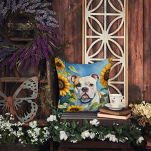 Load image into Gallery viewer, American Bulldog in Sunflowers Throw Pillow