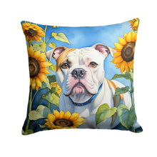Load image into Gallery viewer, American Bulldog in Sunflowers Throw Pillow