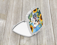 Load image into Gallery viewer, American Bulldog in Sunflowers Compact Mirror – Stylish Purse Mirror with Artistic Covers
