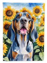 Load image into Gallery viewer, American English Coonhound in Sunflowers House Flag