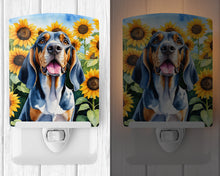 Load image into Gallery viewer, American English Coonhound in Sunflowers Ceramic Night Light