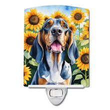 Load image into Gallery viewer, American English Coonhound in Sunflowers Ceramic Night Light