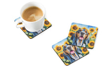 Load image into Gallery viewer, American English Coonhound in Sunflowers Coasters - Set of 4 Lightweight Foam, Absorbent Drink Coasters