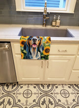 Load image into Gallery viewer, American English Coonhound in Sunflowers Kitchen Towel