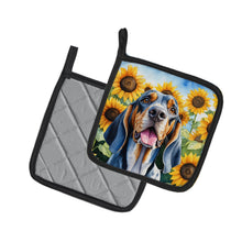 Load image into Gallery viewer, American English Coonhound in Sunflowers Pot Holders - Set of 2 Decorative Kitchen Helpers | Made in the USA