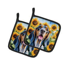 Load image into Gallery viewer, American English Coonhound in Sunflowers Pot Holders - Set of 2 Decorative Kitchen Helpers | Made in the USA