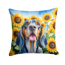 Load image into Gallery viewer, American English Coonhound in Sunflowers Throw Pillow - 14x14 Decorative Pillow – Art for Your Home &amp; Patio