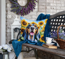 Load image into Gallery viewer, American English Coonhound in Sunflowers Throw Pillow