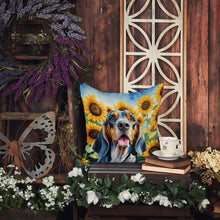 Load image into Gallery viewer, American English Coonhound in Sunflowers Throw Pillow