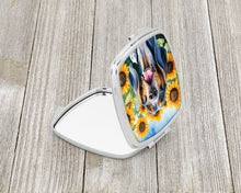 Load image into Gallery viewer, American English Coonhound in Sunflowers Compact Mirror – Stylish Purse Mirror with Artistic Covers