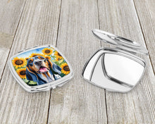 Load image into Gallery viewer, American English Coonhound in Sunflowers Compact Mirror – Stylish Purse Mirror with Artistic Covers