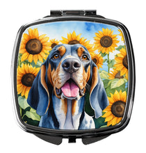 Load image into Gallery viewer, American English Coonhound in Sunflowers Compact Mirror – Stylish Purse Mirror with Artistic Covers
