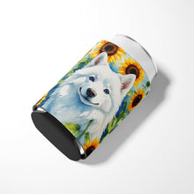 Load image into Gallery viewer, American Eskimo in Sunflowers Can or Bottle Hugger