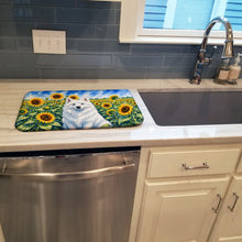 Load image into Gallery viewer, American Eskimo in Sunflowers Dish Drying Mat Absorbent Dish Drying Mat Pad for Kitchen Counter Dish Drainer Mat for Countertop, 14 x 21", Multicolor