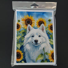Load image into Gallery viewer, American Eskimo in Sunflowers Greeting Cards - Blank Note Cards – 8-Pack of Artist-Designed Cards with Envelopes