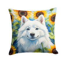 Load image into Gallery viewer, American Eskimo in Sunflowers Throw Pillow