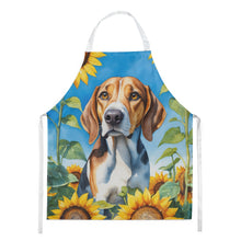 Load image into Gallery viewer, American Foxhound in Sunflowers Apron – Artist-Designed Kitchen, BBQ &amp; Craft Apron