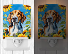 Load image into Gallery viewer, American Foxhound in Sunflowers Ceramic Night Light
