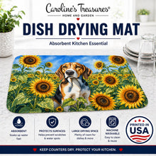 Load image into Gallery viewer, American Foxhound in Sunflowers Dish Drying Mat Absorbent Dish Drying Mat Pad for Kitchen Counter Dish Drainer Mat for Countertop, 14 x 21", Multicolor