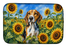 Load image into Gallery viewer, American Foxhound in Sunflowers Dish Drying Mat Absorbent Dish Drying Mat Pad for Kitchen Counter Dish Drainer Mat for Countertop, 14 x 21", Multicolor