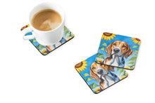 Load image into Gallery viewer, American Foxhound in Sunflowers Coasters - Set of 4 Lightweight Foam, Absorbent Drink Coasters