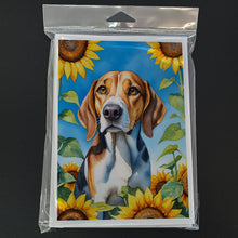 Load image into Gallery viewer, American Foxhound in Sunflowers Greeting Cards - Blank Note Cards – 8-Pack of Artist-Designed Cards with Envelopes