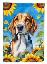 Load image into Gallery viewer, American Foxhound in Sunflowers Garden Flag – Bright Dog-Themed Yard Decor