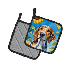 Load image into Gallery viewer, American Foxhound in Sunflowers Pot Holders - Set of 2 Decorative Kitchen Helpers | Made in the USA