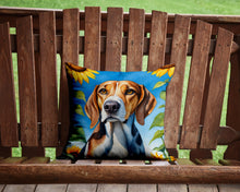 Load image into Gallery viewer, American Foxhound in Sunflowers Throw Pillow - 14x14 Decorative Pillow – Art for Your Home &amp; Patio
