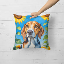 Load image into Gallery viewer, American Foxhound in Sunflowers Throw Pillow