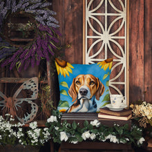 Load image into Gallery viewer, American Foxhound in Sunflowers Throw Pillow