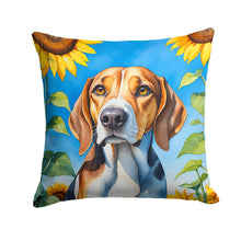 Load image into Gallery viewer, American Foxhound in Sunflowers Throw Pillow