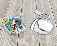 Load image into Gallery viewer, American Foxhound in Sunflowers Compact Mirror – Stylish Purse Mirror with Artistic Covers