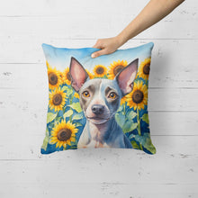 Load image into Gallery viewer, American Hairless Terrier in Sunflowers Throw Pillow