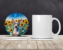 Load image into Gallery viewer, American Hairless Terrier in Sunflowers Large Sandstone Coasters Pack of 4