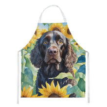 Load image into Gallery viewer, American Water Spaniel in Sunflowers Apron – Artist-Designed Kitchen, BBQ &amp; Craft Apron
