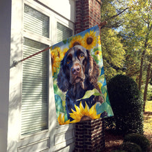 Load image into Gallery viewer, American Water Spaniel in Sunflowers House Flag