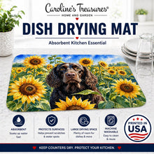 Load image into Gallery viewer, American Water Spaniel in Sunflowers Dish Drying Mat Absorbent Dish Drying Mat Pad for Kitchen Counter Dish Drainer Mat for Countertop, 14 x 21", Multicolor