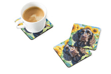 Load image into Gallery viewer, American Water Spaniel in Sunflowers Coasters - Set of 4 Lightweight Foam, Absorbent Drink Coasters